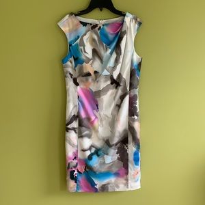 Ann Taylor satin watercolor sheath dress. Fully lined.